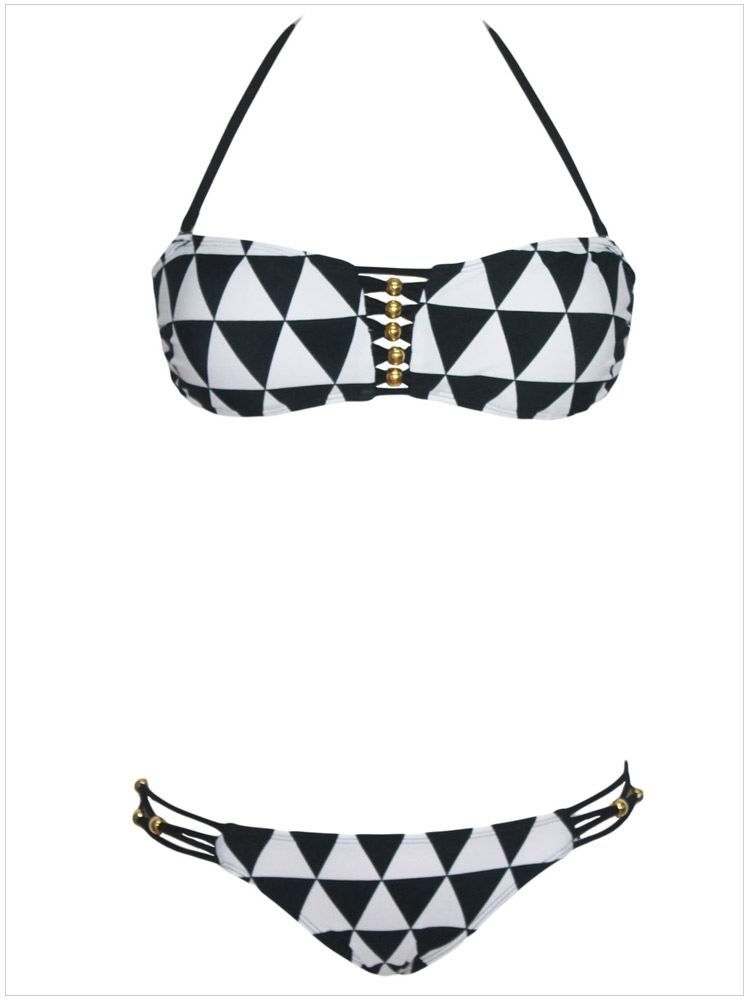 F4506 Black Diamond Braided Bandeau Bikini